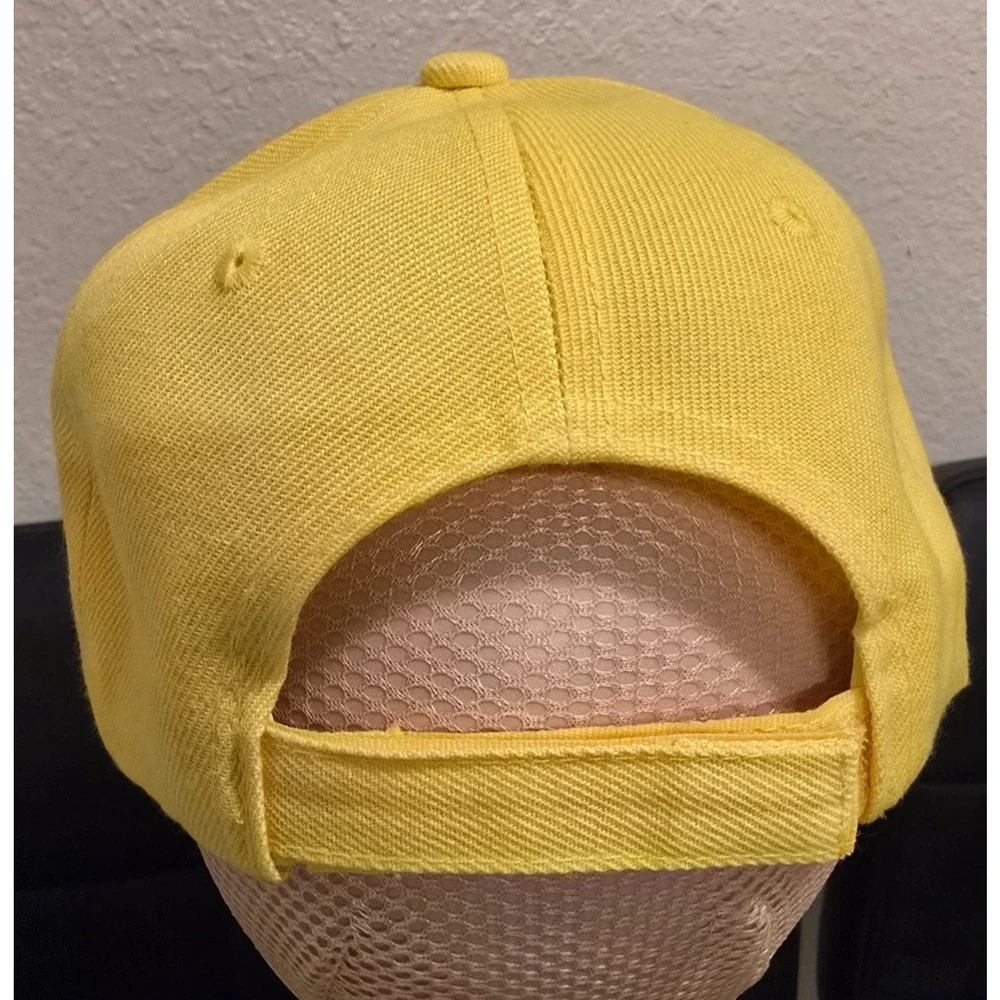 Women’s Yellow Rhinestone Cross Baseball Cap Adjustable Bling Hat NWOT
